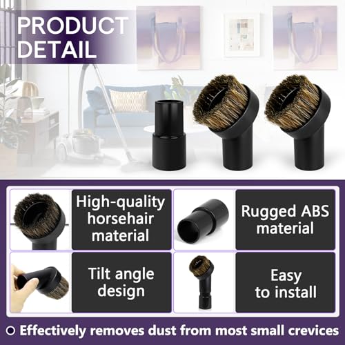 Chaseroad 3-Pack Horse Hair Brush Vacuum Attachments Set