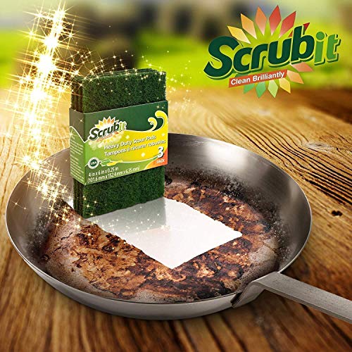 Heavy Duty Non-Scratch Scouring Pads - 6 Pack for Kitchen Cleaning