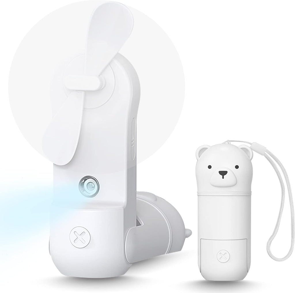 Skiennix Portable Misting Fan - Mini Handheld Fan with Rechargeable Battery & 3 Speeds | Travel-Friendly White