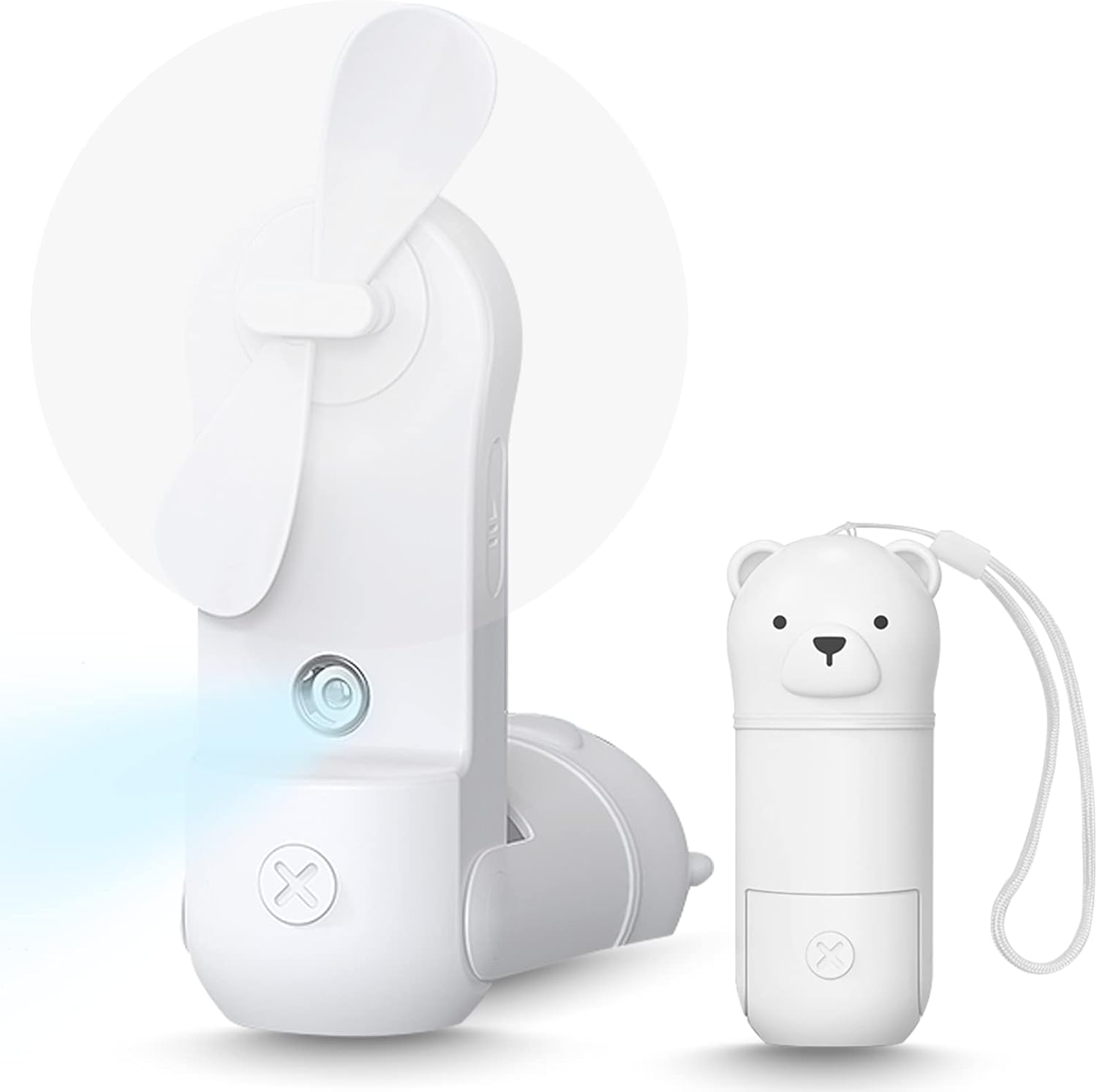 Skiennix Portable Misting Fan - Mini Handheld Fan with Rechargeable Battery & 3 Speeds | Travel-Friendly White