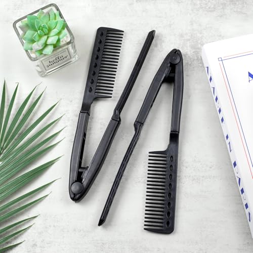Hair Straightening Comb V-Shaped Detangling Styling Tool 2-Pack