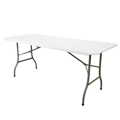 Elama 6 Foot Folding Table in White Plastic, Portable Long Foldable Table for Indoor Outdoor Picnic Camping & Parties
