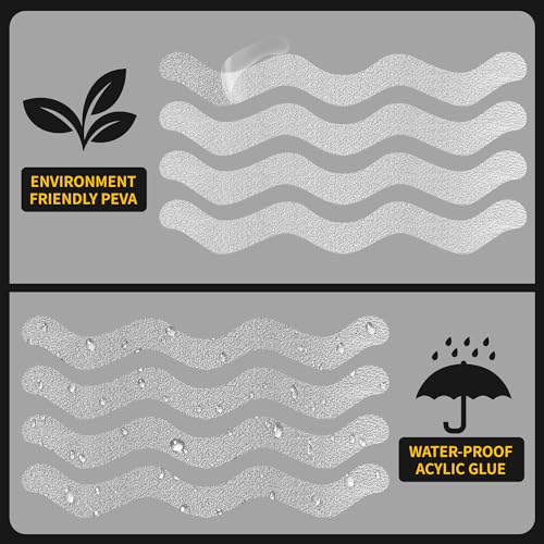 Clear Bathtub Stickers - Non-Slip Wave-Shaped Shower Decals, 20-Pack for Safety & Grip
