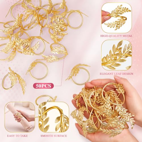 Gold Wheat Metal Napkin Rings Set of 50 for Weddings & Events