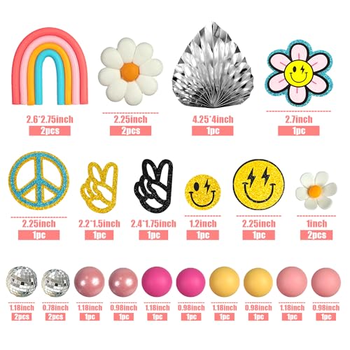 25 Pcs Boho Rainbow & Flower Cake Toppers for Birthday & Party Decor