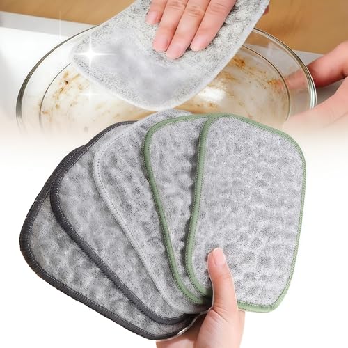 Double-Sided Non-Scratch Wire Dishcloths - 5 Pack Kitchen Scrubbing Rags