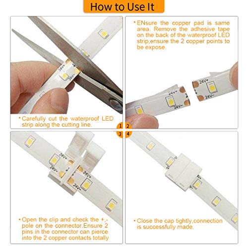 Solderless Waterproof LED Strip Connectors - 10mm 2 Pin (Pack of 10)