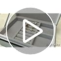 Glass Jewelry Box for Women and Girls - White Gold Small Velvet Organizer for Earrings, Rings, Bracelets - Birthday, Wedding, Christmas Gift
