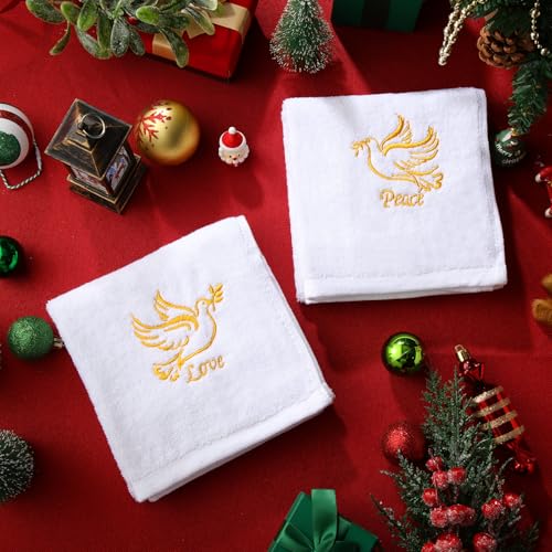 Buryeah Peace Love Embroidered Hand Towels - 2 Pcs Christian Pastor Gift Set