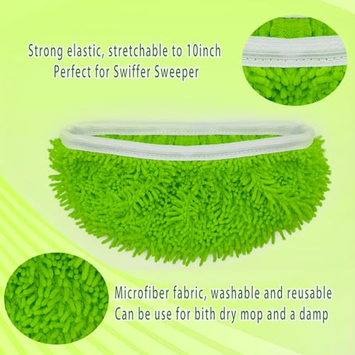 Febsow Green 4PCS Reusable Microfiber Mop Pads for Swiffer
