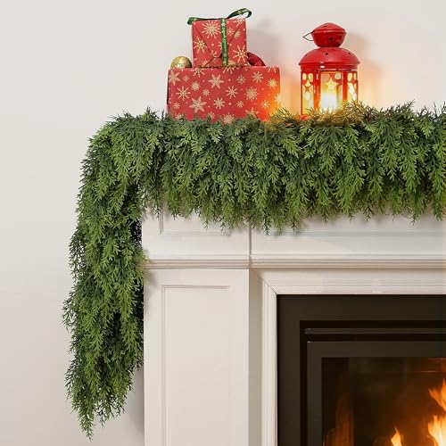 7FT Artificial Cedar Garland for Christmas Decorations - Full & Durable, Rainproof