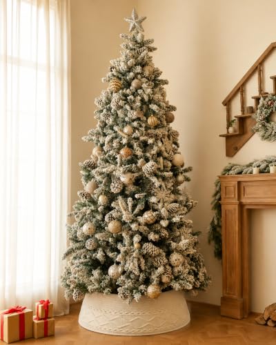 Cream Knit Christmas Tree Collar - Large 23-30 Inch Holiday Decor