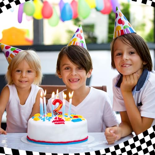 SAVITA Red Racing Car Birthday Candle Set 2.32in with Lightning - Party Decor