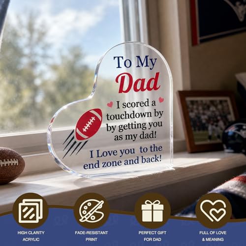 Heart-Shaped Acrylic Football Plaque - Unique Dad Gift