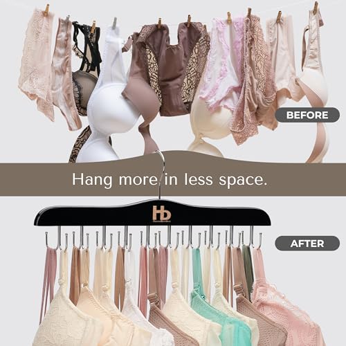 Haven Besties Large Bra Organizer Hanger, Black Lotus Wood with 20 Hooks