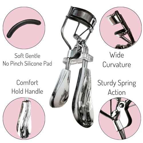 ALAZCO Professional Eyelash Curler Set - 2 Pack Marble Style Handle