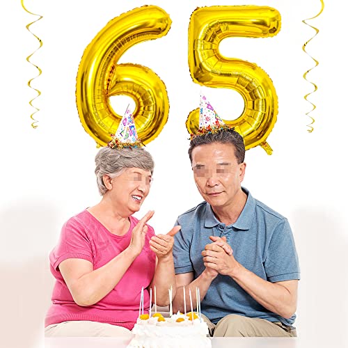 40-Inch Gold 65 Number Balloon for Birthday & Graduation Party