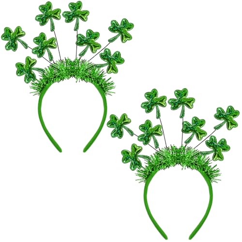 St. Patrick's Day Shamrock Headband 2-Pack Green Clover Hair Hoops