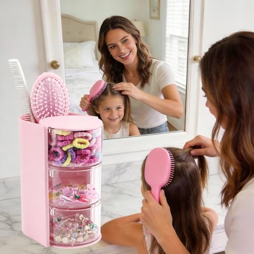 All-in-One Hair Accessories Organizer with Rotating Brush Holder