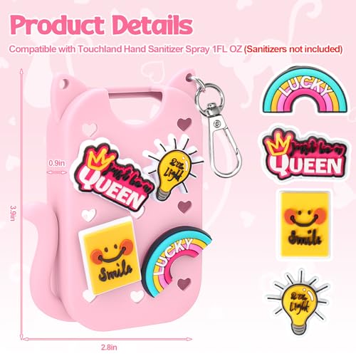 Silicone Hand Sanitizer Holder Case for Touchland with 4 Charms