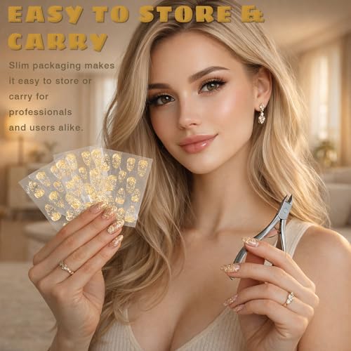 3D Gold Nail Art Stickers Set – Self-Adhesive Metallic Foil Decals (3 Sheets)