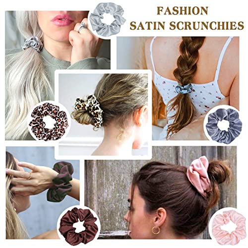 JOACHIO 12-Piece Satin Hair Scrunchies Soft Elastic Hair Ties Set