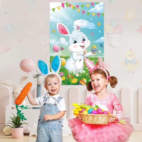 Pin the Tail on the Bunny Game for Easter Parties - 36 Stickers & Masks