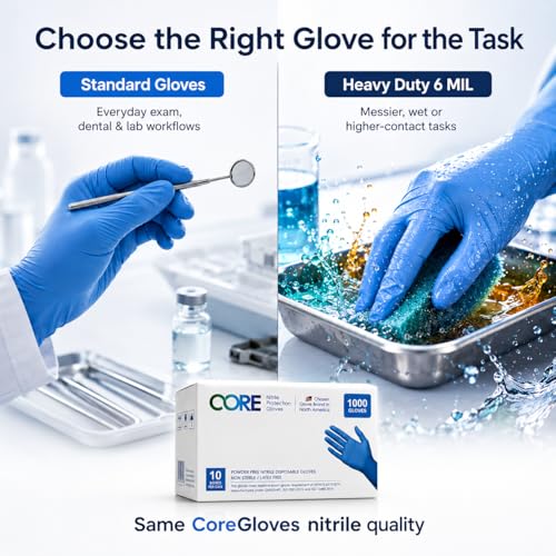CoreGloves Blue Nitrile Exam Gloves - Disposable, Latex-Free, 100 Count