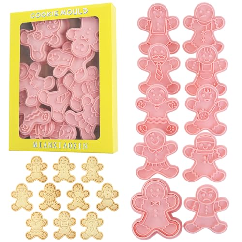 Xmas Gingerbread Man Cookie Cutters Set - 10 Pcs for Christmas Baking & Decor - Variation of THIS listing