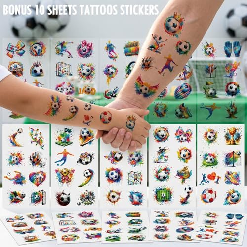 50 Pack Soccer Goodie Bags with Stickers - Reusable Party Favors