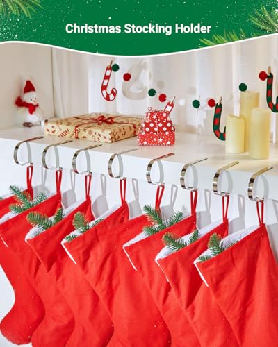 Silver Christmas Stocking Holders Set of 8 - Durable & Shatterproof Holiday Decor
