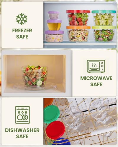 Reusable Food Storage Containers Set with Airtight Twist Lids - 13 Pack, BPA-Free Plastic, Leakproof & Microwave Safe
