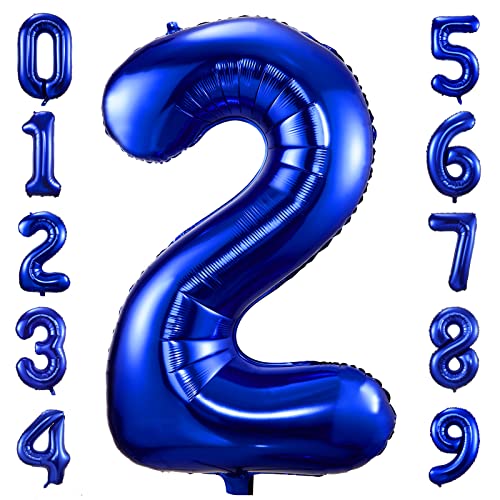 40-Inch Navy Blue Number 2 Balloon - Foil Mylar Birthday Decoration