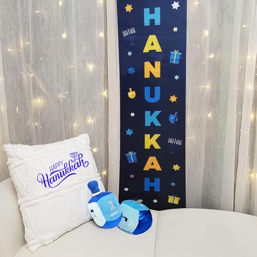 Plush Dreidel with Rattle - Giant Stuffed Hanukkah Pillow 11"
