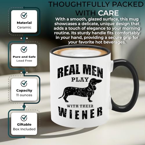 Funny Dachshund Dog Dad Mug - 11 oz Black Handle Ceramic Coffee Cup
