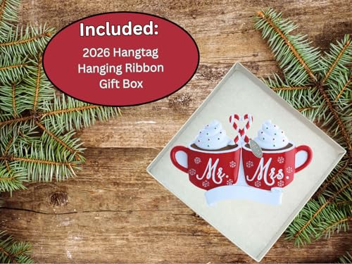 Mr & Mrs Hot Cocoa Wedding Ornament - Our First Christmas Gift for Couples, 2026
