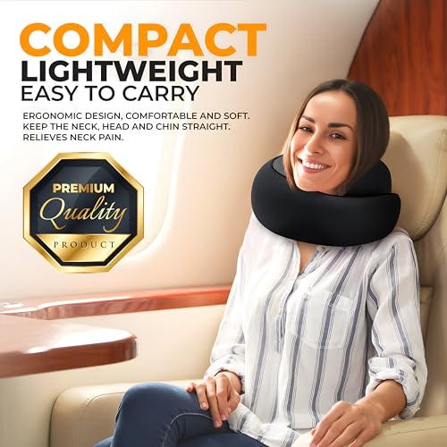 EdgeVoy Memory Foam Travel Neck Pillow with 360° Ergonomic Support, Washable Cover