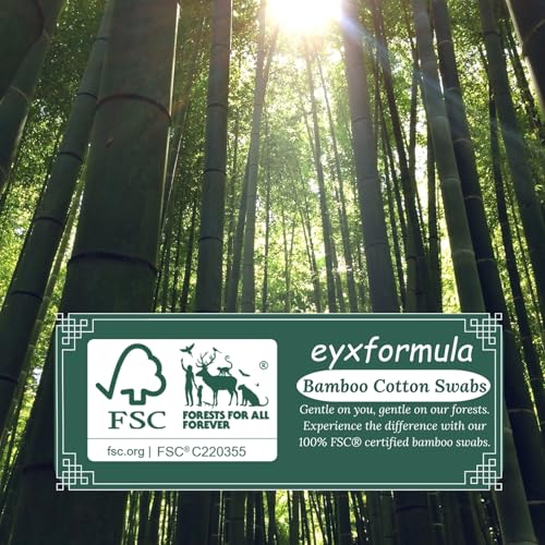 Eyxformula 6-Inch Long Cotton Swabs 200 Pcs - Bamboo Sticks with Round and Pointed Tips