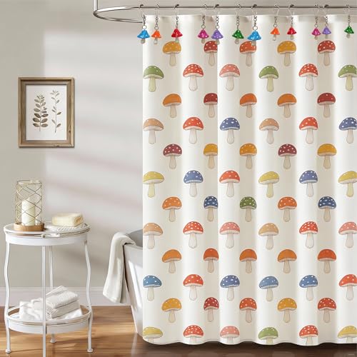 Stainless Steel Mushroom Shower Curtain Hooks - 12-Pack