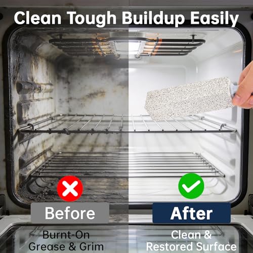 Pumice Stone Cleaning Stick for Oven, Grill, and Stove - 3 Pack with Handle