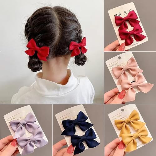 2-Piece Gradient Rainbow Hair Bow Clips with Pearls and Ribbons for Girls