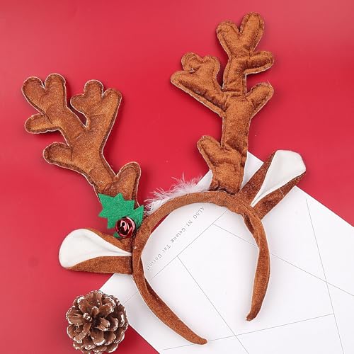 Doneace Plush Reindeer Antlers Christmas Headband