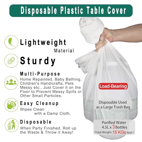 White Plastic Tablecloths 2 Pack - 54 x 108 Inch Disposable Covers for Events