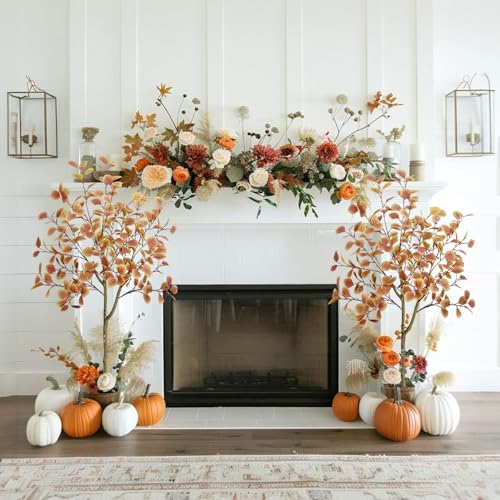 5FT Fall Artificial Eucalyptus Tree for Decor - Orange - 1 Piece