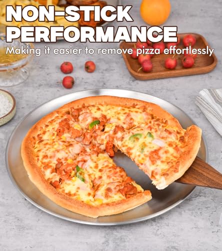 Yuiicaov 12-Inch Stainless Steel Pizza Pan - Durable Round Baking Tray