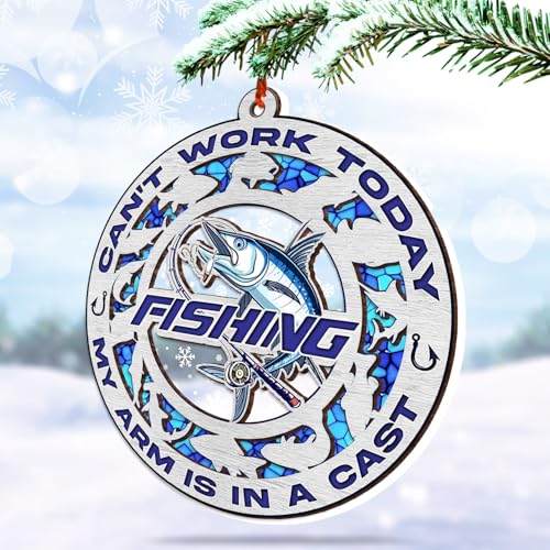 Fishing Christmas Ornament - Suncatcher Fisherman Gift for Tree