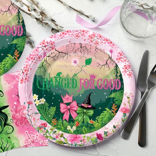 41pcs Witch Party Decorations Set - Pink and Green Birthday Tableware 01
