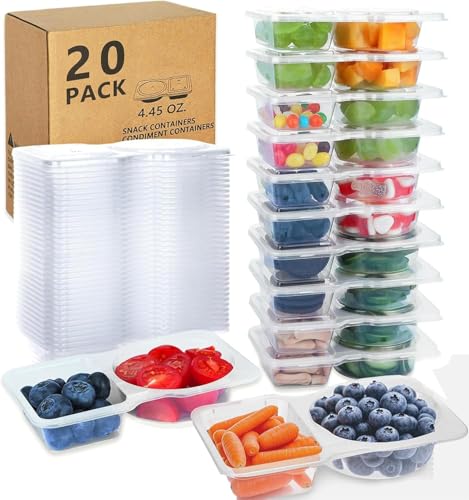 20-Pack Reusable Dual-Compartment Snack Containers with Leakproof Lids