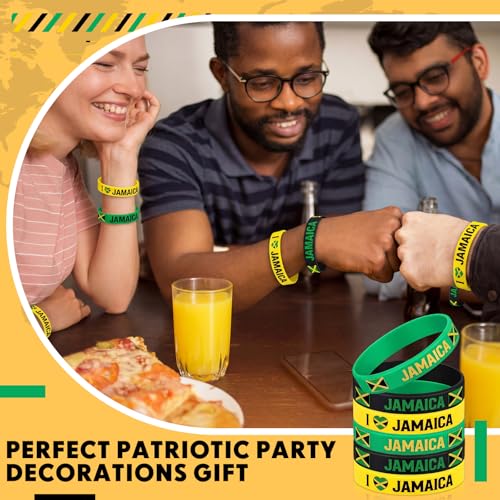 30 Pcs Jamaican Flag Silicone Bracelets - Patriotic Rubber Wristbands