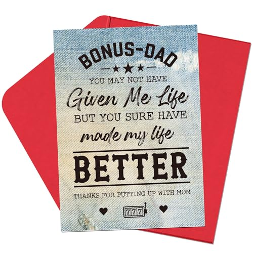 Bonus Dad Father's Day Card - Heartfelt Humor & Premium Quality